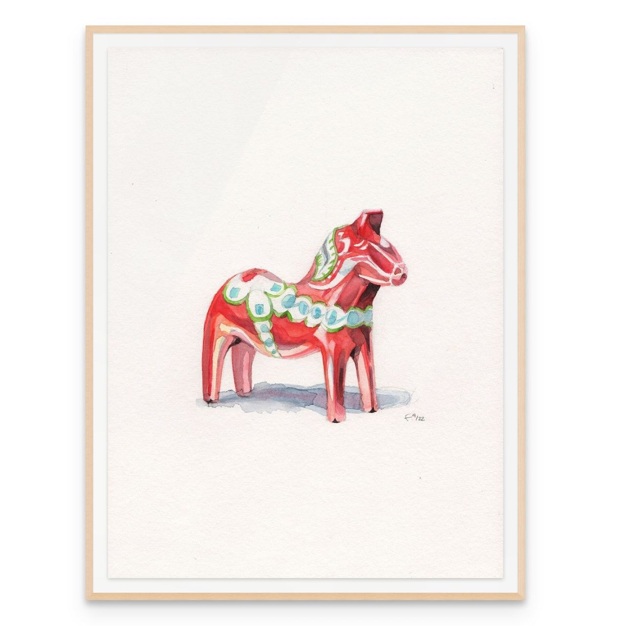 Dalahäst, das berühmte, schwedische Holzpferd – Aquarell