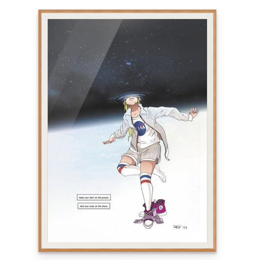 „Keep your feet on the ground and your eyes on the stars.“ – Poster