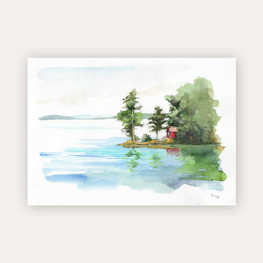 „Swedish Lakeside Landscape“ – Watercolour Painting