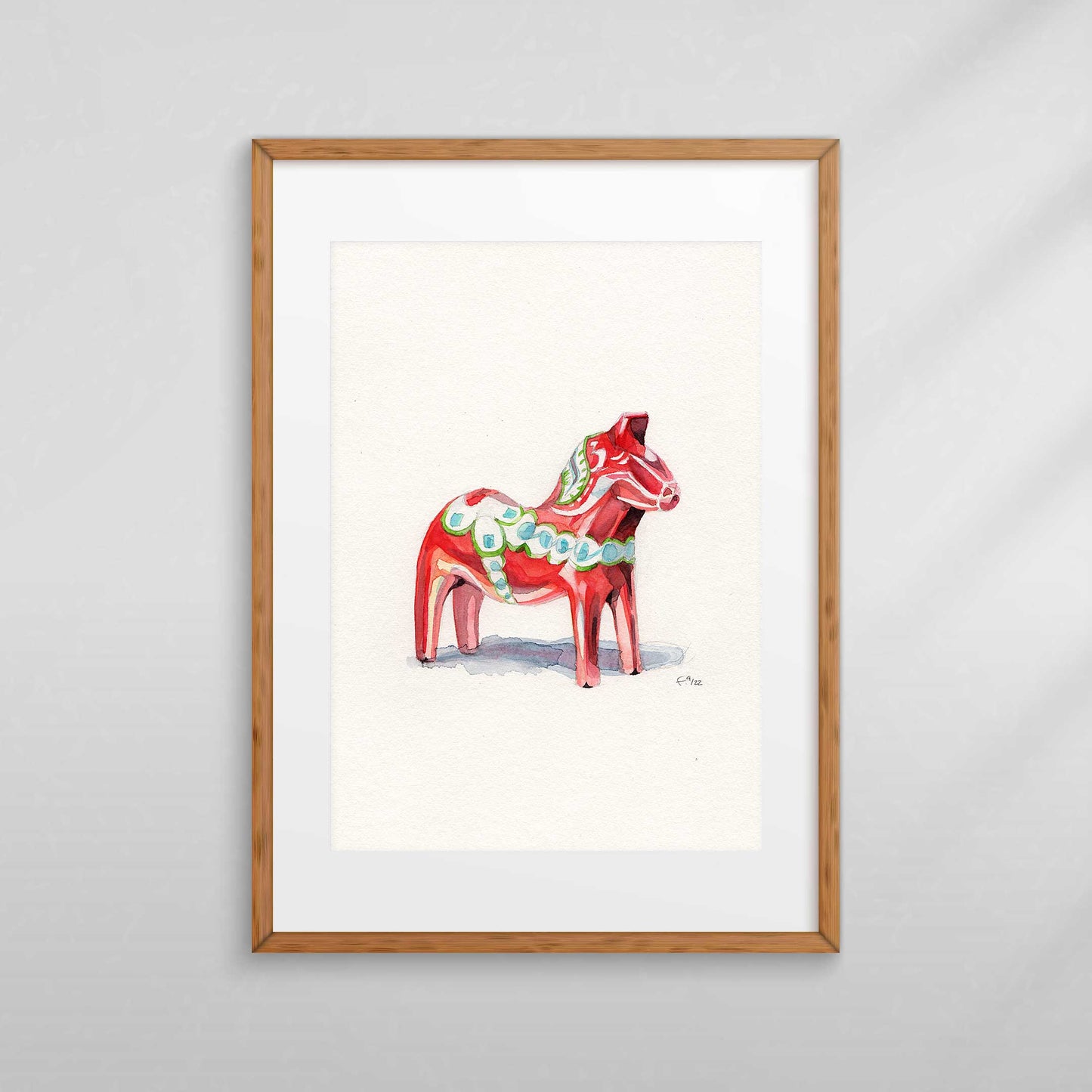 Dalahäst, the famous swedish wooden horse – Original Watercolour Painting