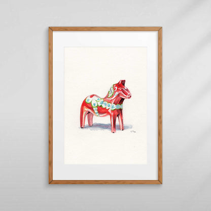 Dalahäst, the famous swedish wooden horse – Original Watercolour Painting